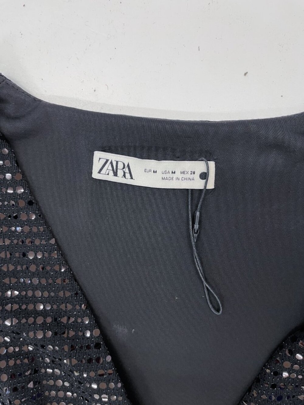 Zara size M stretch sparkly black mini dress - Picture 6 of 7